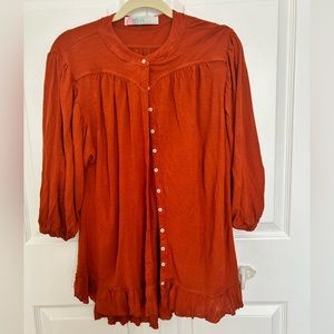 Free People Tunic Beach FLAWS size XS Rust/Burnt Orange